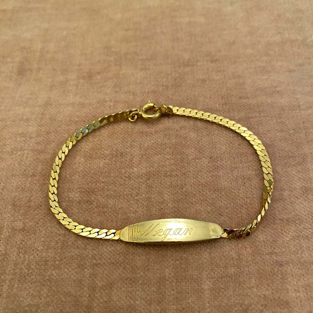Megan engraved gold tone bracelet